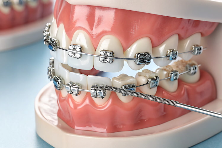 a photo of dental braces in a dentistry background 