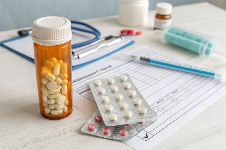 a photo showing prescribed antibiotics after tooth extraction on a dentist's desk 