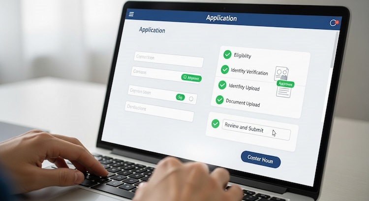 Someone filling out an online CDCP application form on a laptop.