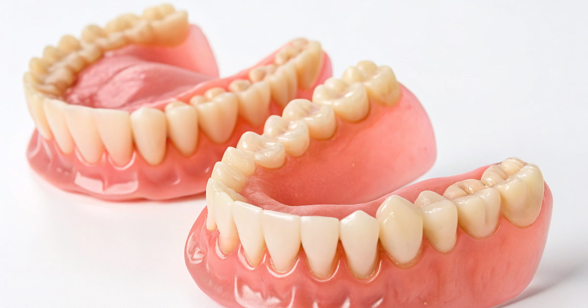 a photo of a set of dental dentures after removing all natural teeth