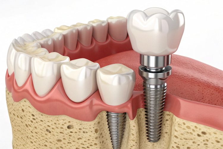 a photo showing the difference between a Hybridge and All on 4 Dental Implants