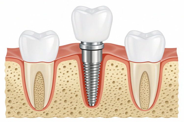 a photo showing an endosteal implant system and components