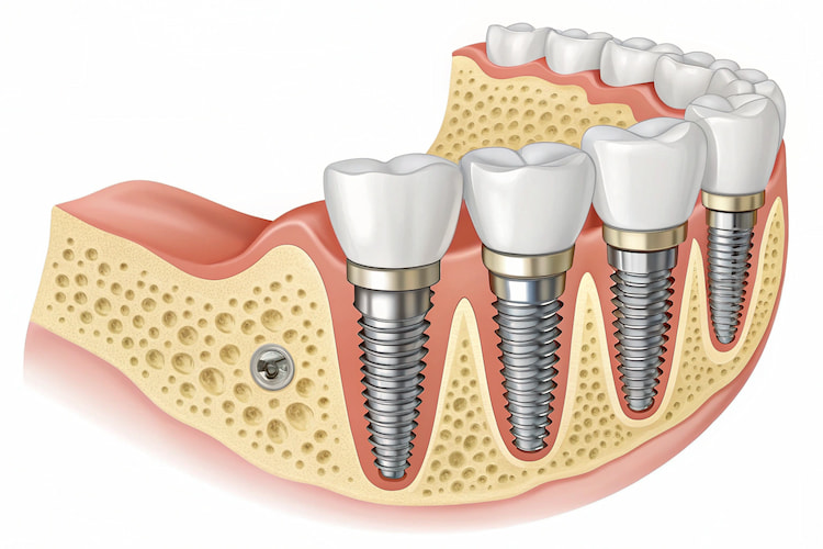 a photo showing artificial endosteal implants