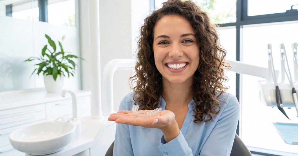a case of Invisalign success stories holding clear aligners